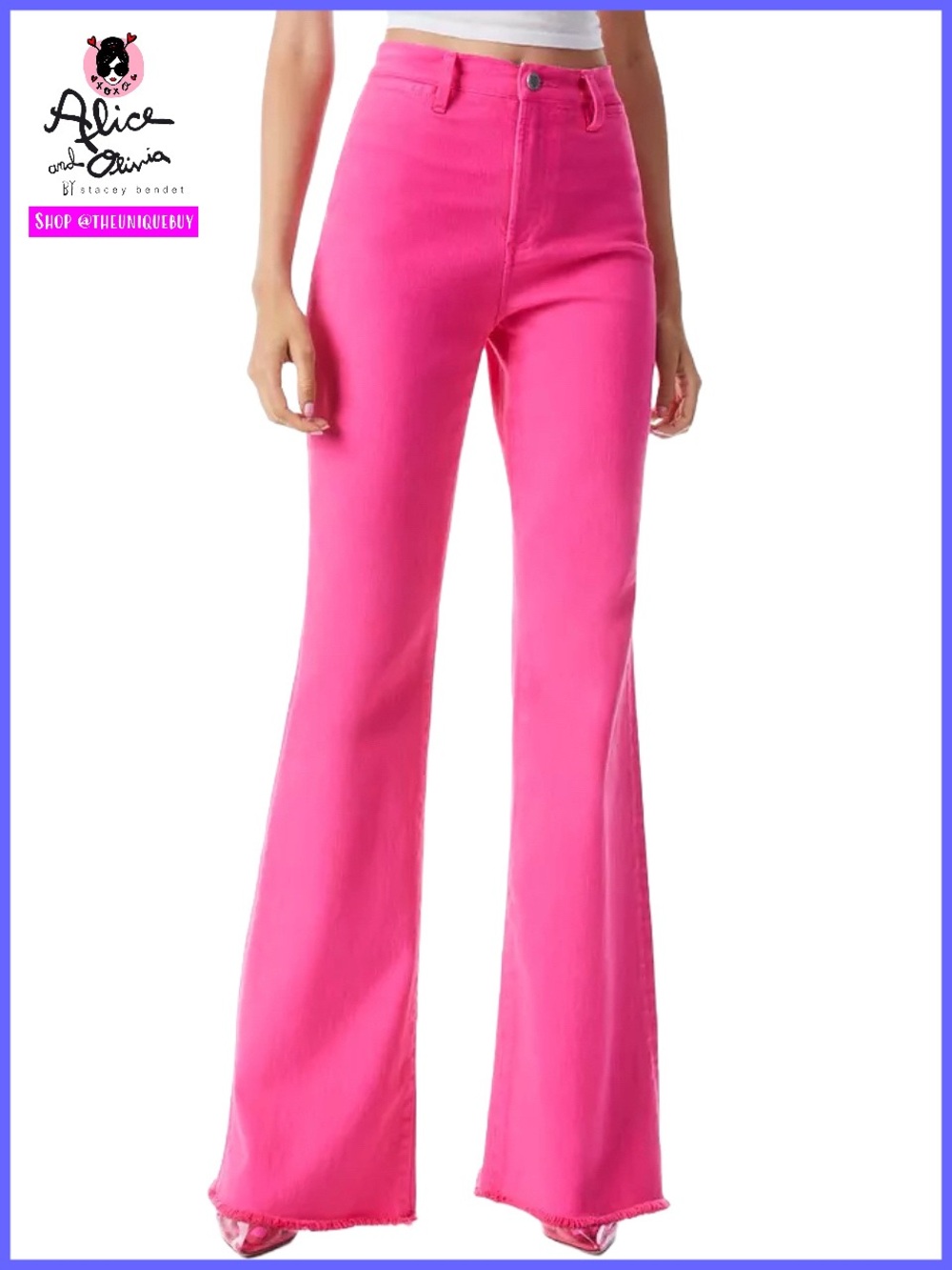 Alice + Olivia Gorgeous Coin Pocket Wild Pink Jeans Pant